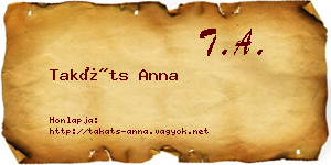 Takáts Anna névjegykártya