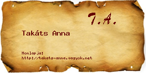 Takáts Anna névjegykártya